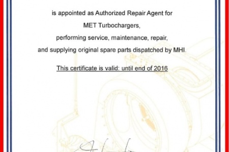 Authorization letter and Certificate of training at MHI the first time (October 2015)