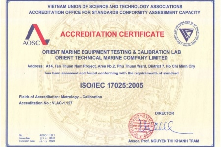 Phòng kiểm định & hiệu chuẩn thiết bị hàng hải đạt chuẩn ISO 17025:2005